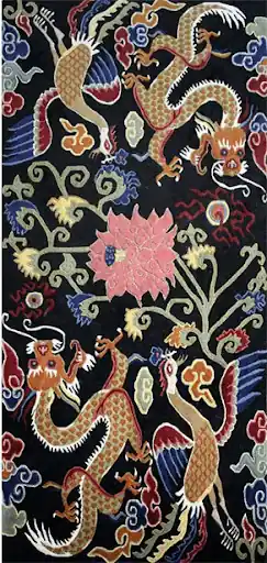 Tapis tibétain avec Dragon et Phénix