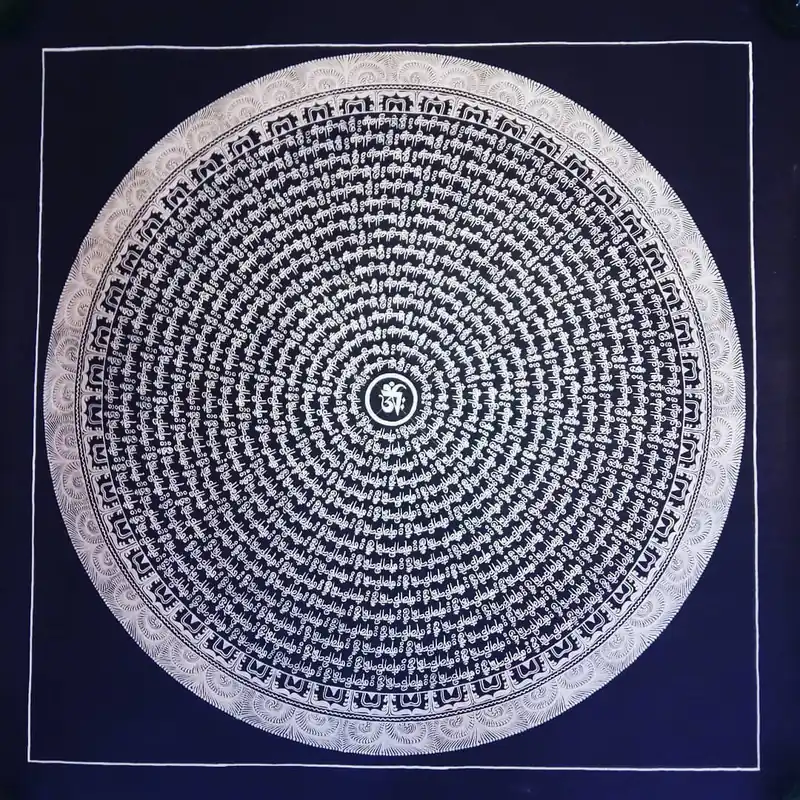 Le Mandala du Mantra Om en argent