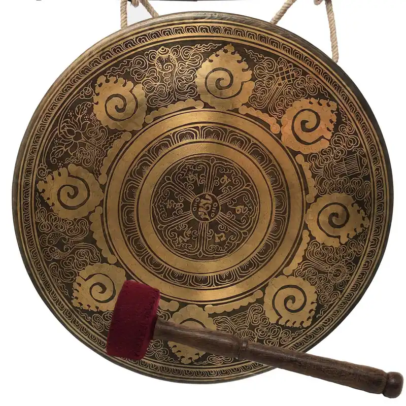 Le gong avec le mantra Om Mani Padme Hum