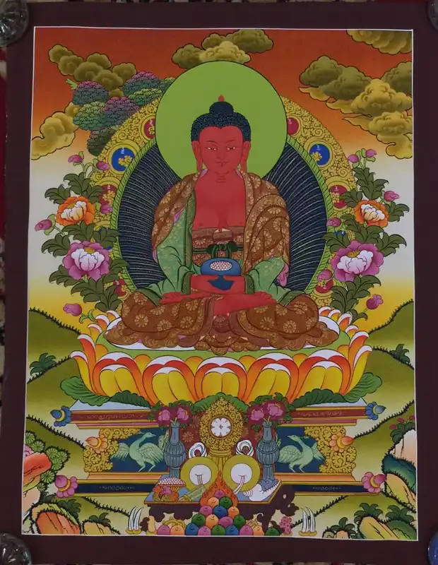 Peinture de Thangka d’Amitabha Bouddha