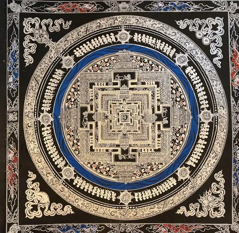 Le Mandala de Kalachakra en or et argent