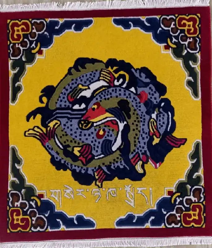 Tapis tibétain avec symbole auspicieux – Poisson