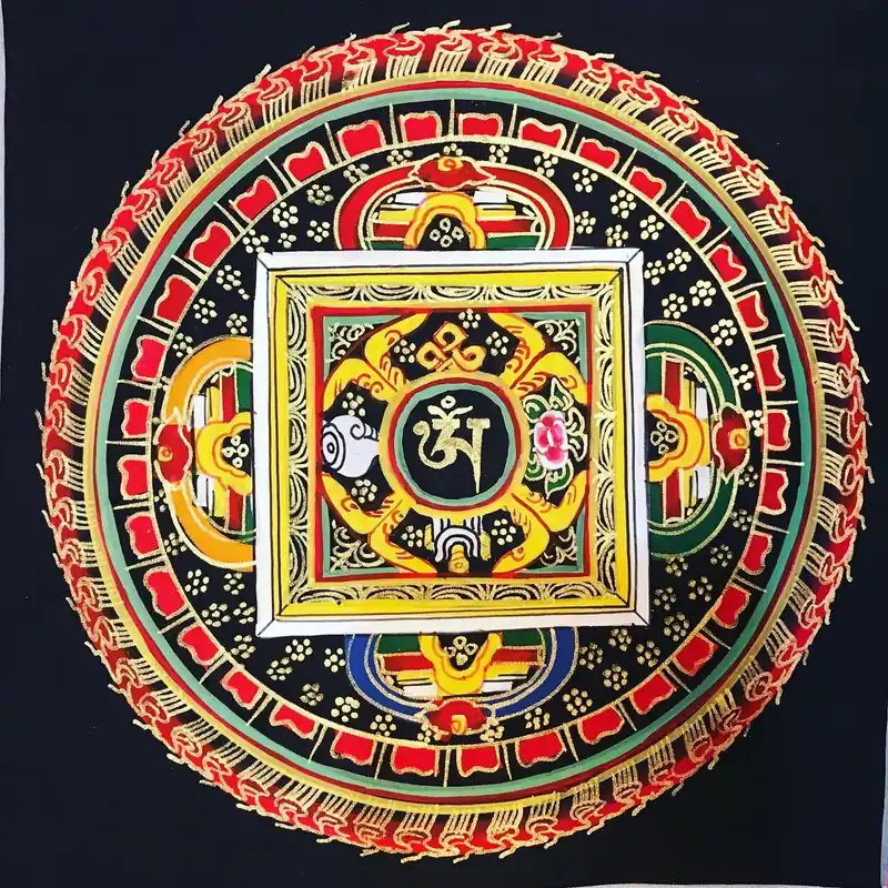 Om Mandala avec un fond noir