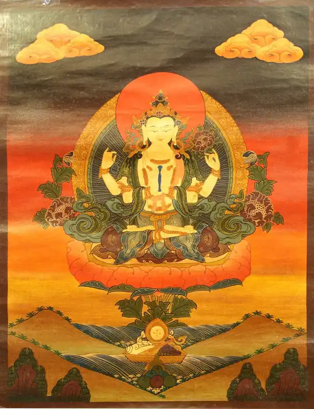 Thangka antique de Chenrezig