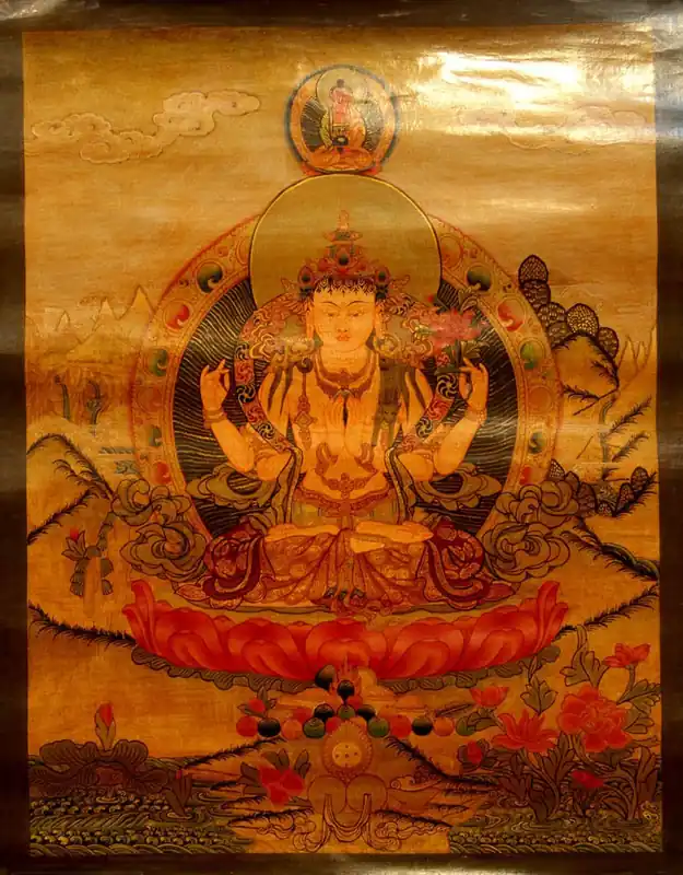 Thangka antique de Chenrezig