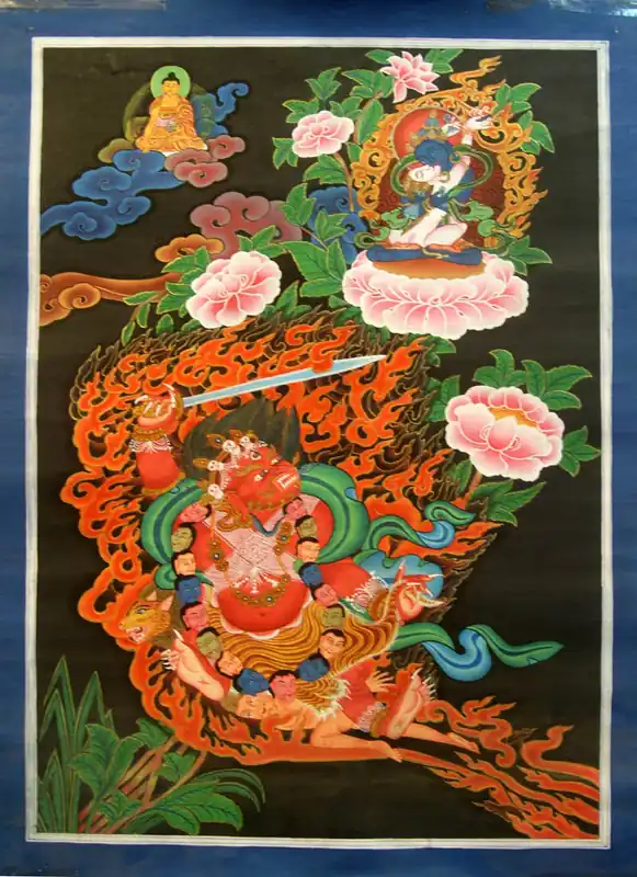 Vajrapani avec le Thangka de Bouddha Shakyamuni