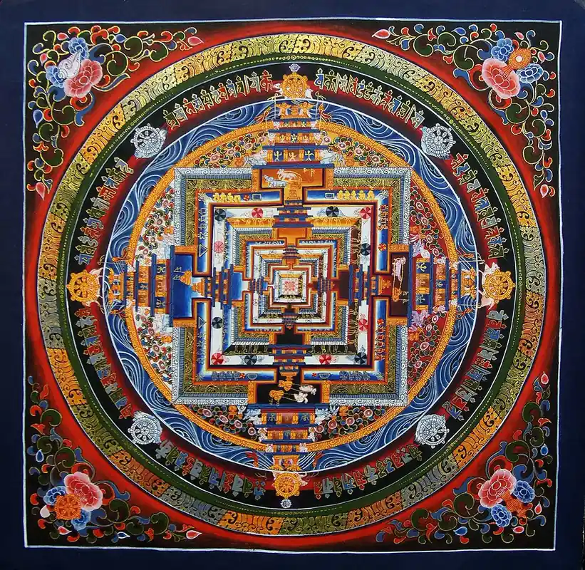 Peinture rituelle du mandala du Kalachakra