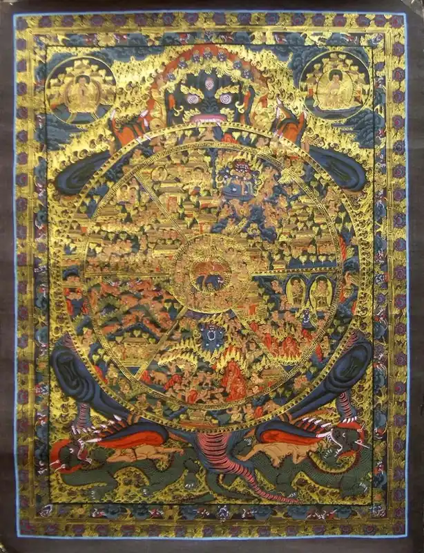 Thangka traditionnel de la Roue de la Vie