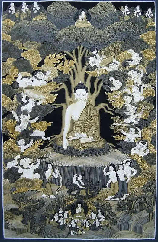 Thangka de méditation du Bouddha Shakyamuni