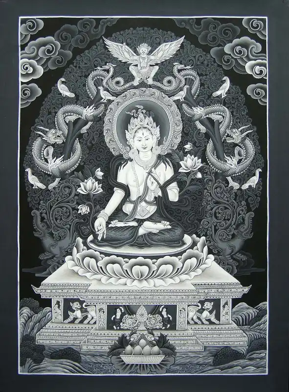 Thangka de Tara Blanche et Tara Verte