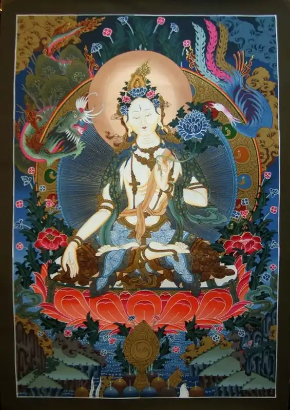 White Tara – Thangka de la Bouddha féminine