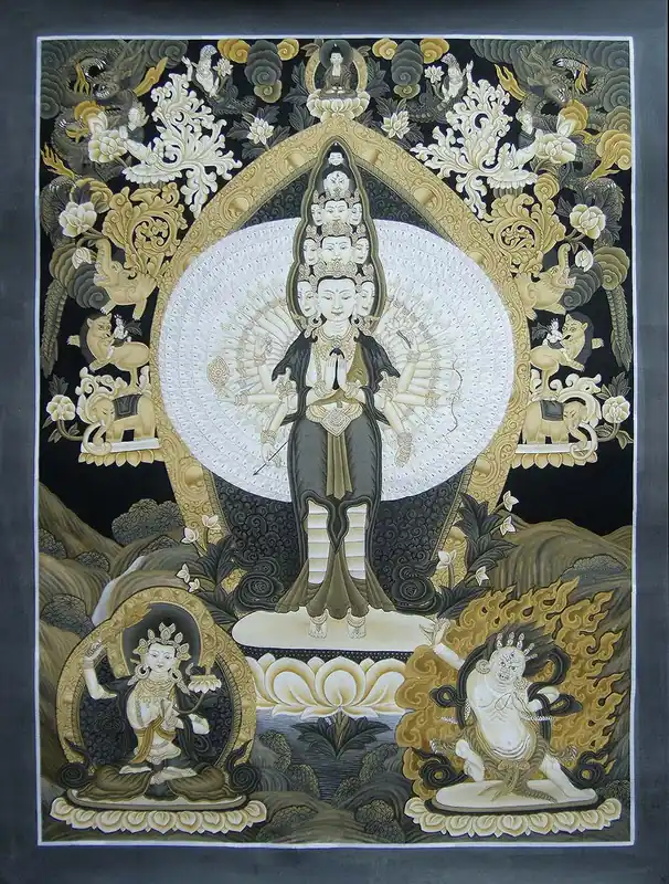 11 faced Avalokitesvara Newari Thangka