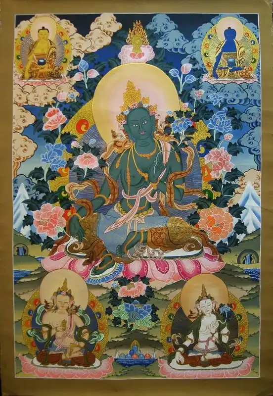 Thangka de la Déesse Verte Tara du Népal