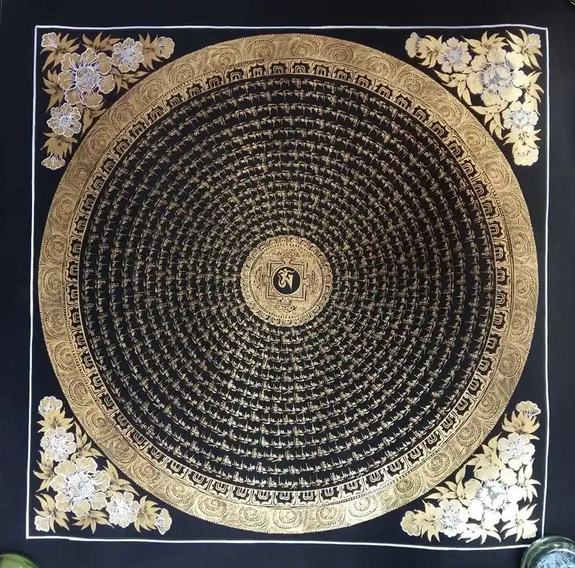 Peinture de mandala du mantra Om du Népal