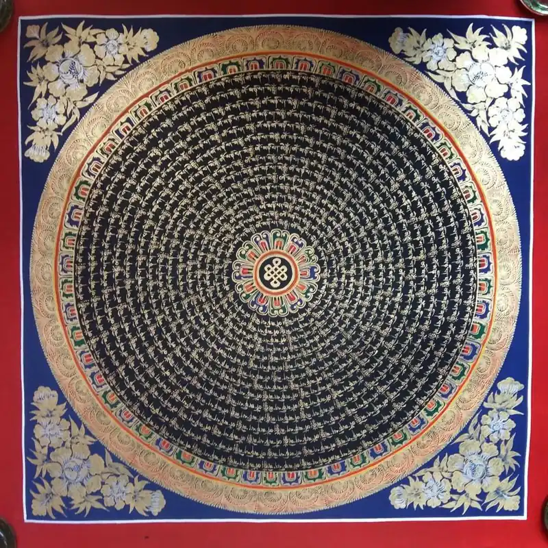 Mantra Mandala avec le Nœud sans Fin au Centre