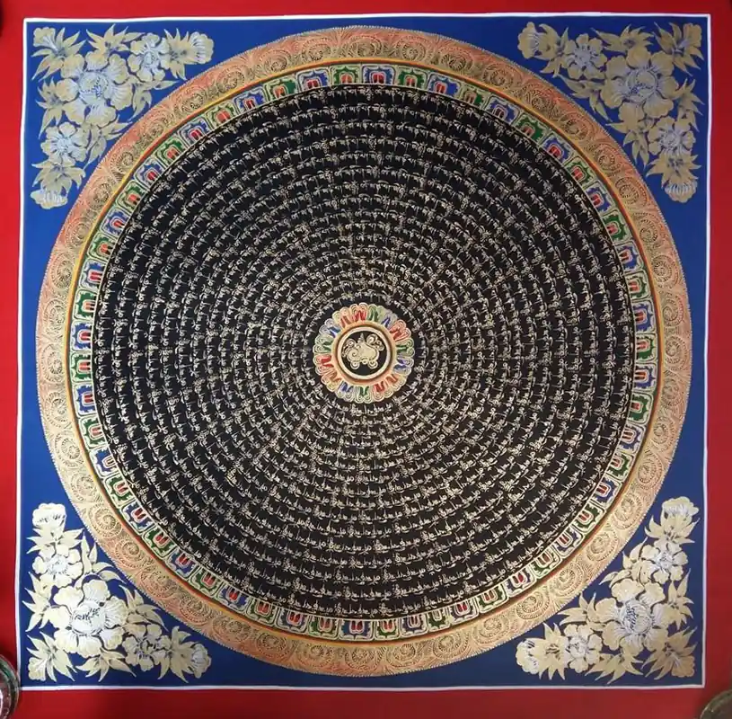 Mandala de Mantra avec fond bleu