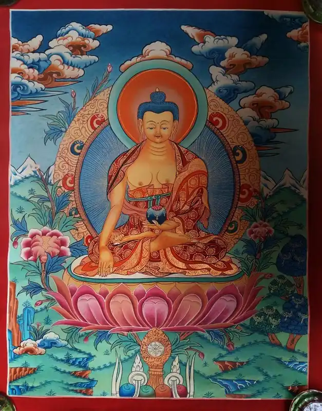 Thangka traditionnelle du Bouddha Shakyamuni