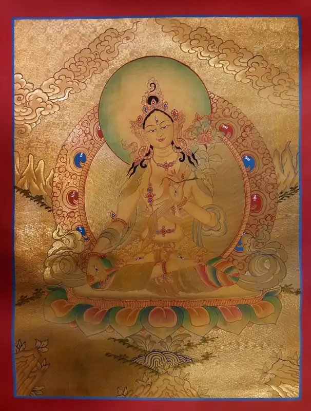Thangka de la Tara Blanche Dorée