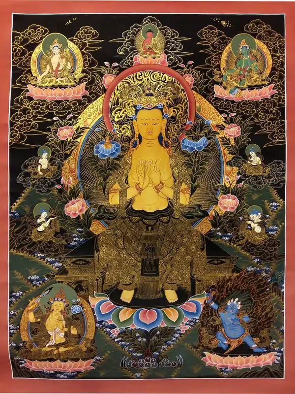 Bouddha Maitreya avec Tara Verte