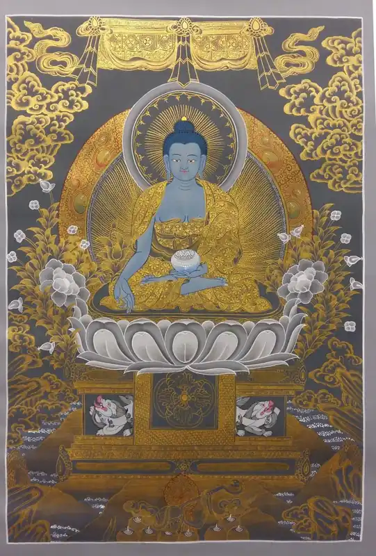 Thangka traditionnelle du Bouddha de la Médecine