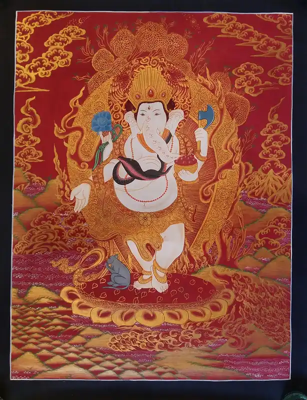 Peinture thangka hindoue de Ganesh