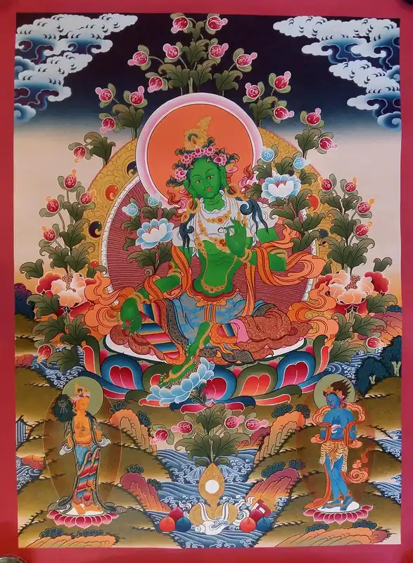 Peinture de Thangka tibétaine de Tara Verte