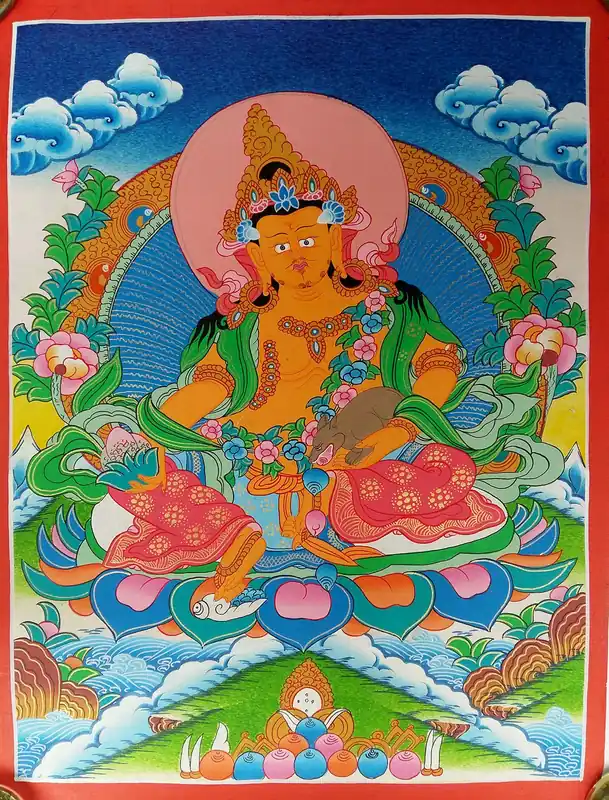 Thangka d’Art du Jambhala Jaune