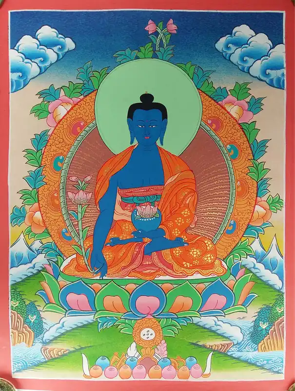Medicine Buddha Traditional Tibetan Thangka