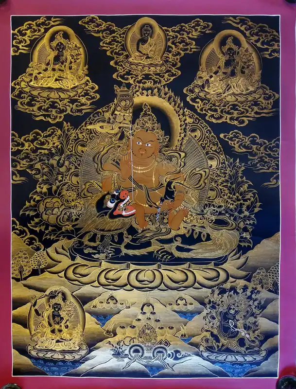 Dzambala with Green Tara Thangka