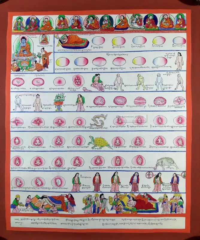 Thangka médical du cycle de la naissance humaine