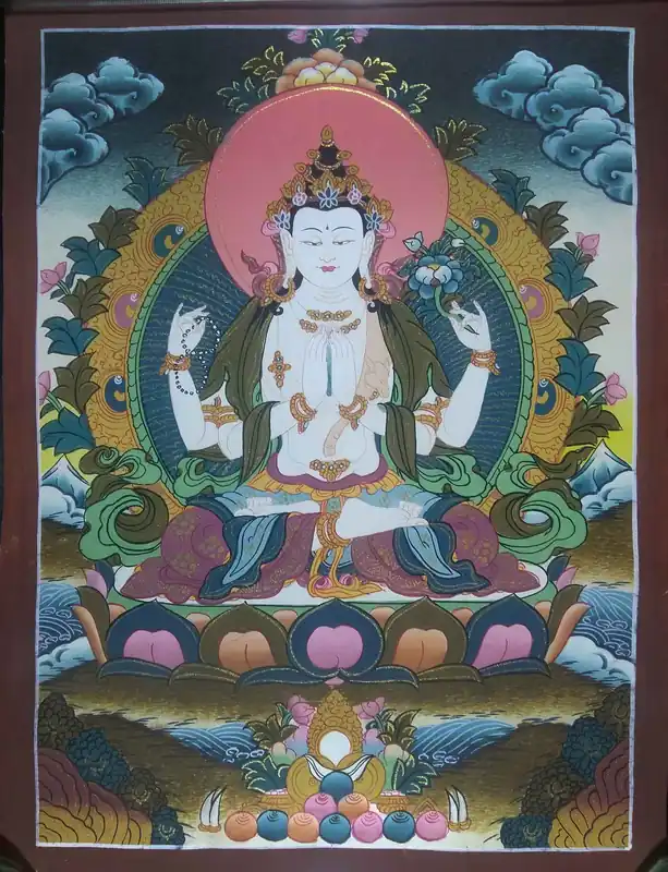 Peinture de Thangka du Bodhisattva Chenrezig