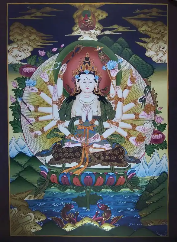Thangka tibétain de Chundi Lokeshvara