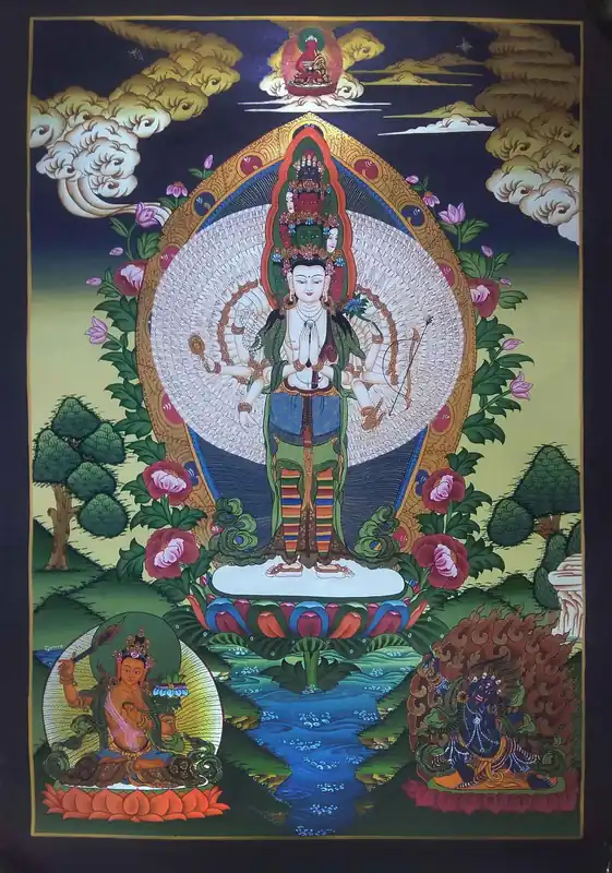 Thangka d’Avalokiteshvara aux 1000 bras