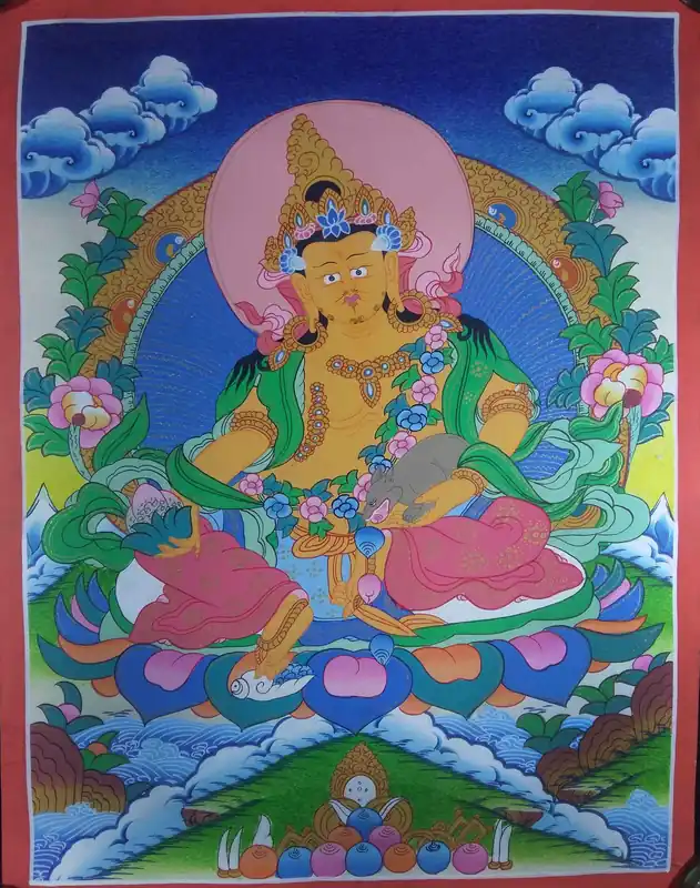 Dieu de la richesse – Thangka de Jambhala jaune