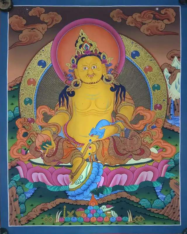 Rituel de Jambhala Jaune dans l’art du Thangka