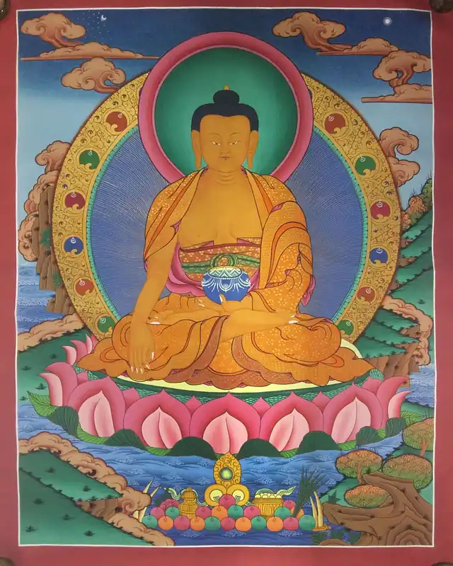 Peinture Thangka du Bouddha Shakyamuni tibétain