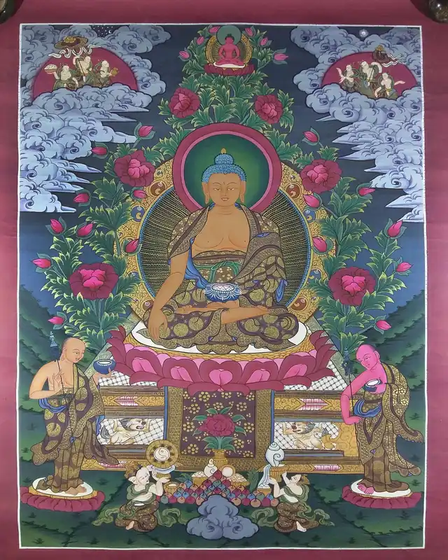Bouddha Shakyamuni tibétain avec Bouddha Amitabha