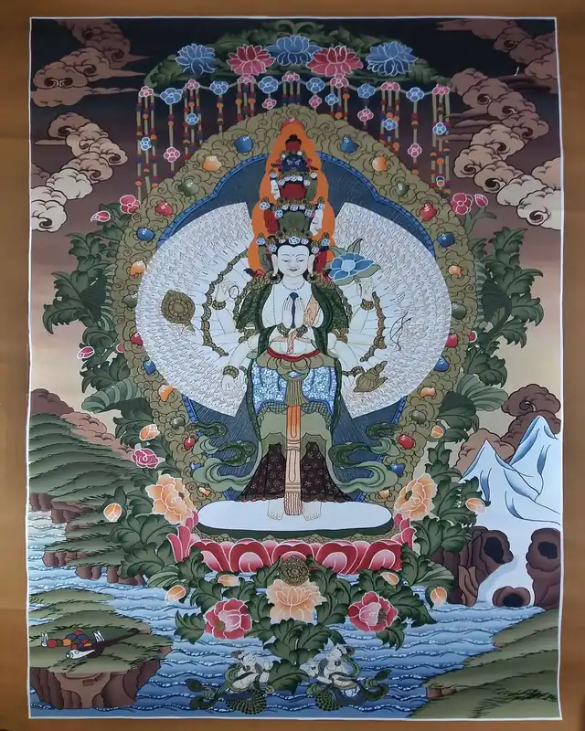 Thangka tibétain de Sahasrabhuja Avalokitesvara