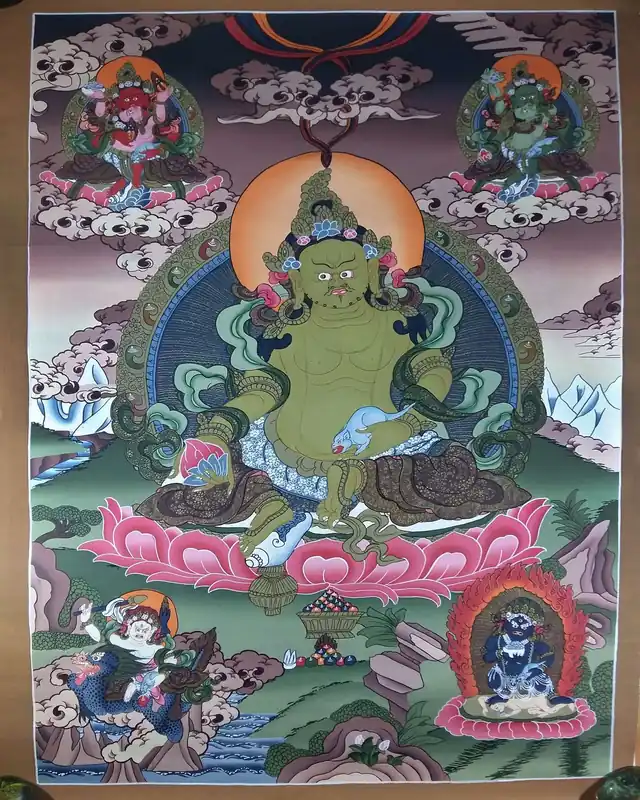 Cinq Thangka tibétains de Dzambala