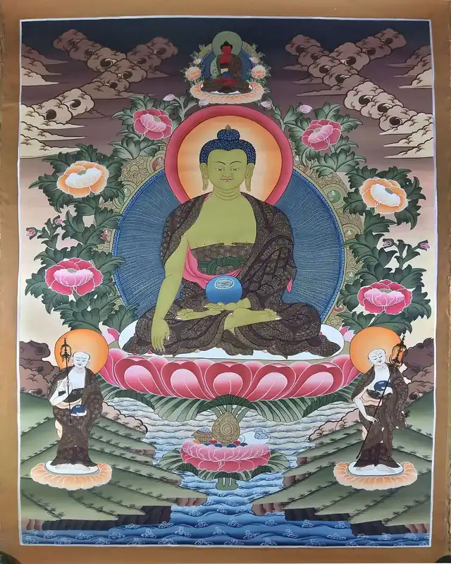 Peinture Thangka du Bouddha Shakyamuni tibétain