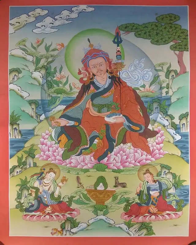 Guru Rinpoche avec Yeshe Tsogyal et Thangka de Mandarava