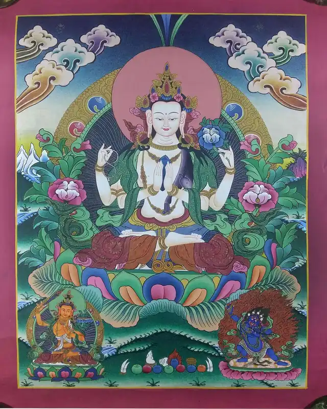 Thangka d’Art Rituel de Chenrezig