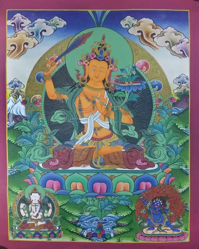 Manjushree Avec Chenrezig Art Tibétain