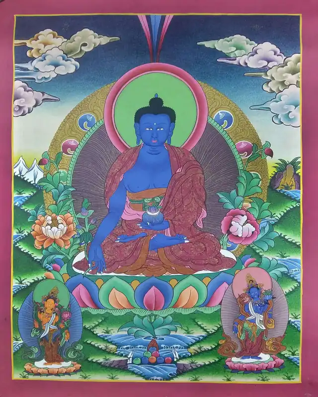 Art de Thangka du Bouddha de Médecine