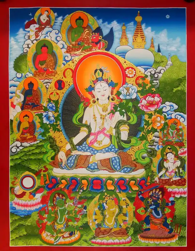 Paubha d’art de la Déesse Blanche Tara