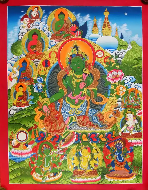 Thangka de Tara Verte de Style Newari </