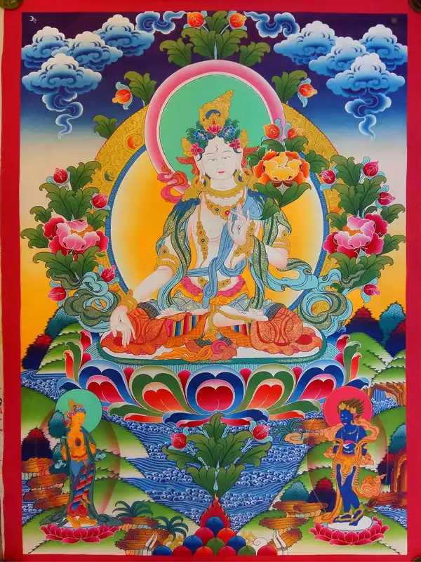 Thangka de la Colorful White Tara