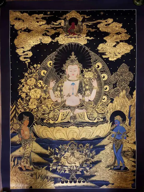Peinture de Thangka de Chenrezig