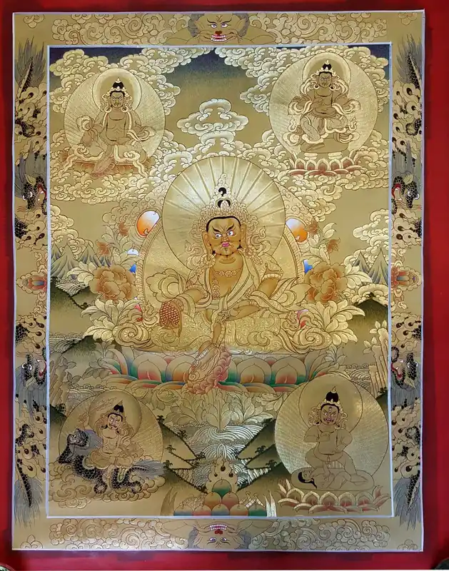 Cinq Thangka de rituels de Jambhala