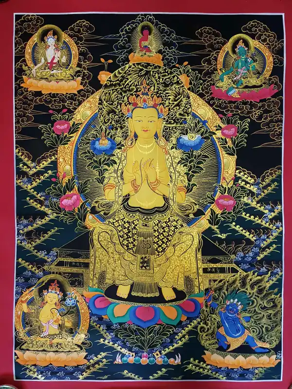 Maitreya Buddha with Green Tara Art